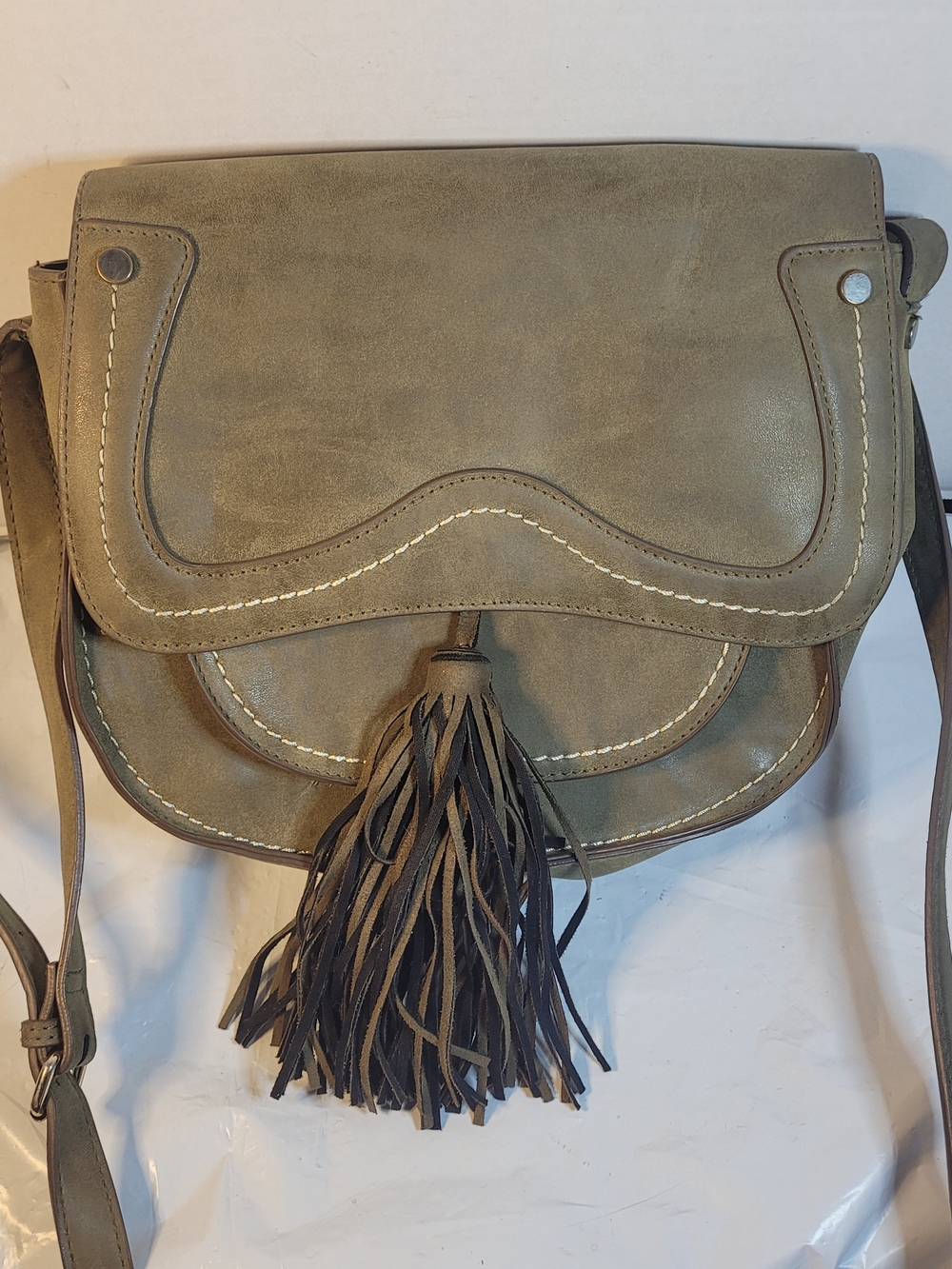 Steven by Steve Madden Jenkinsley Crossbody Saddle Bag - Olive Green